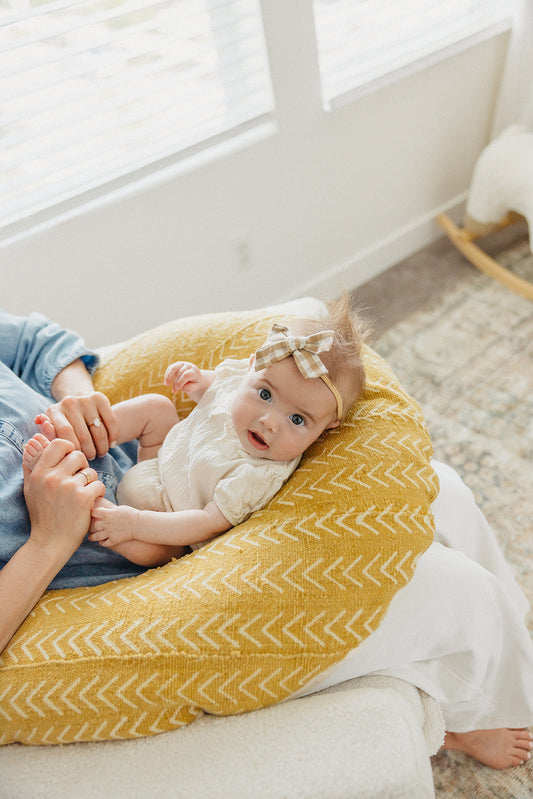 Uppi Nursing Pillow w/ Mustard Arrow Mudcloth