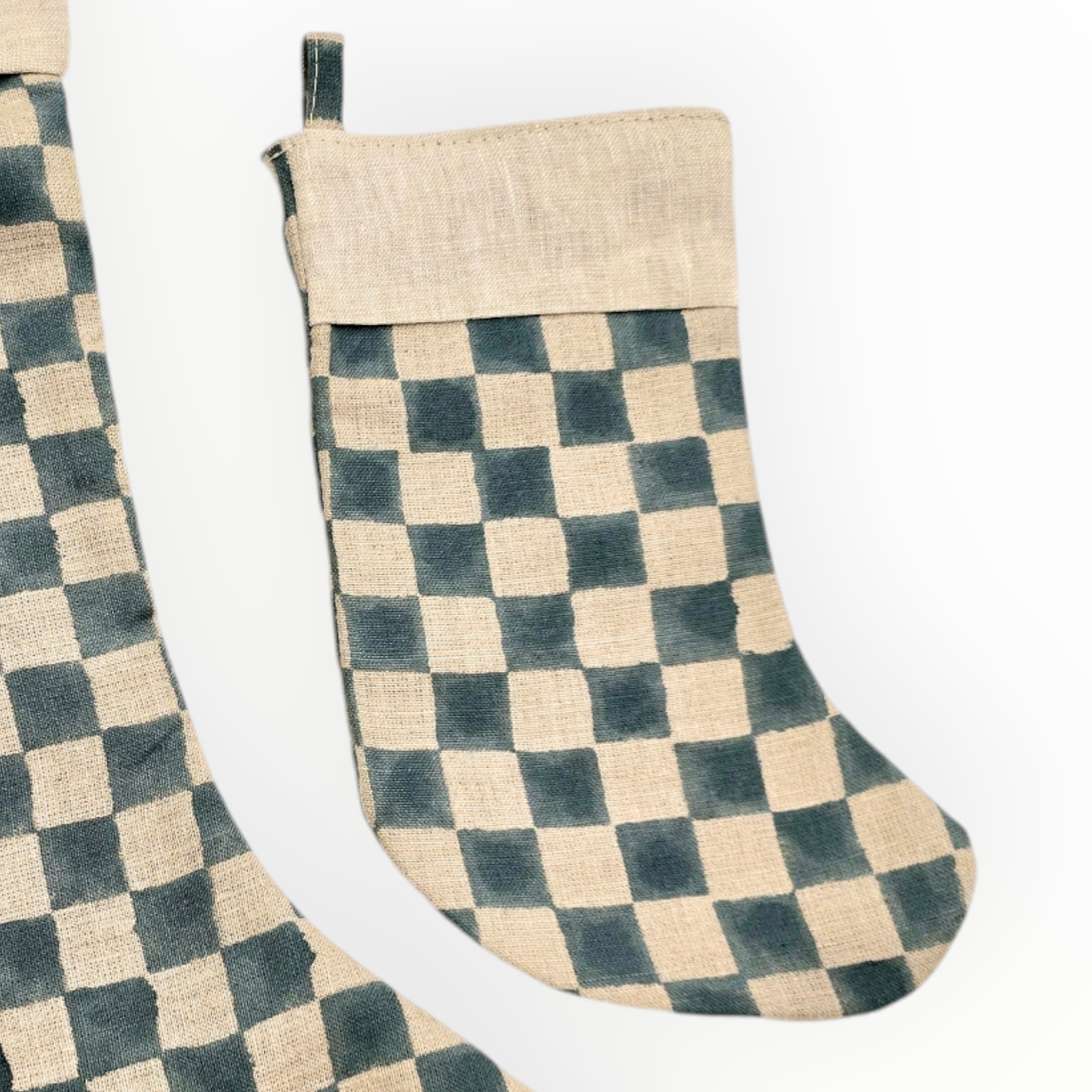 Block Checkered Stocking Steel Blue