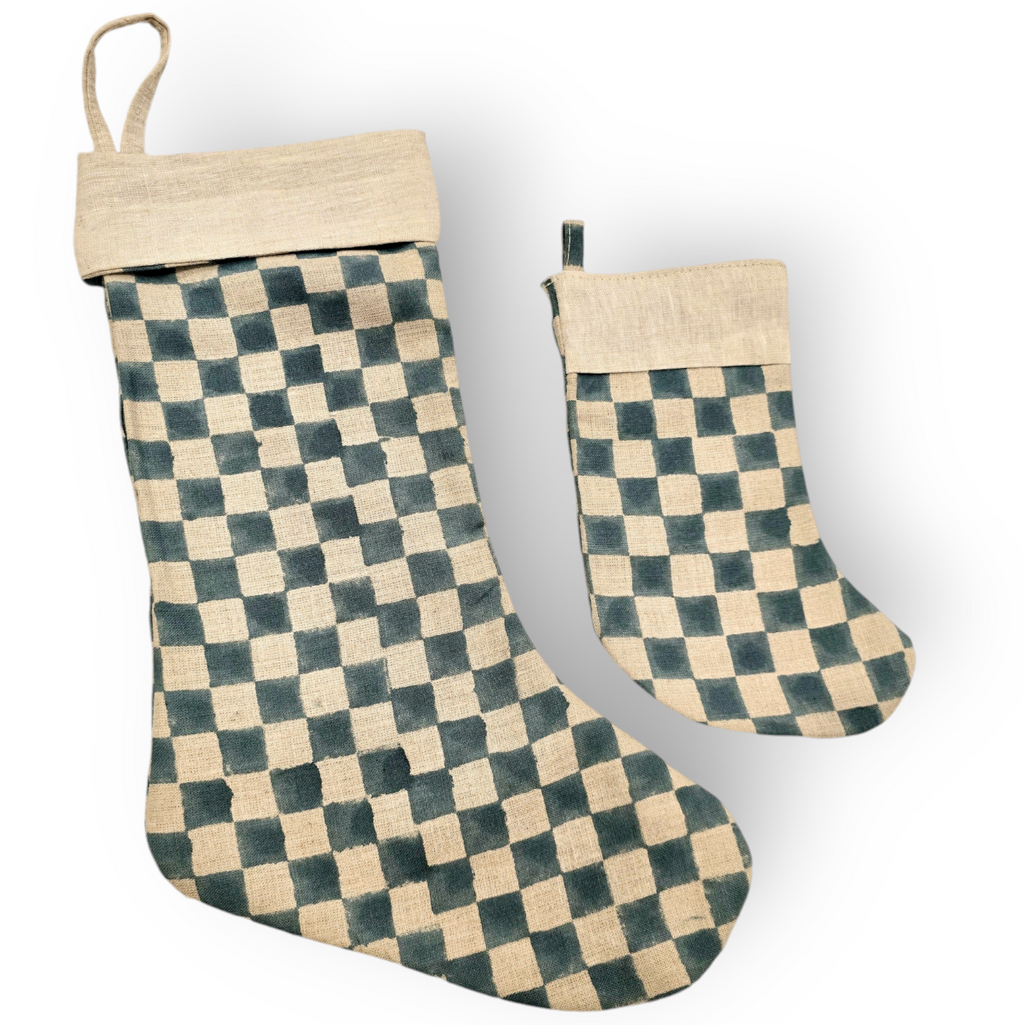 Block Checkered Stocking Steel Blue