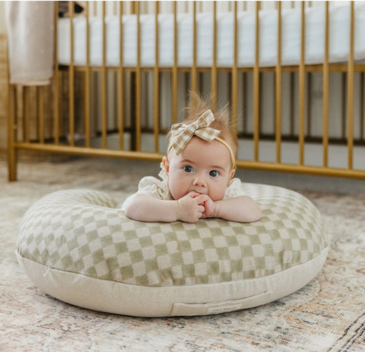 Uppi Nursing Pillow w/ Checkered Sage Cover
