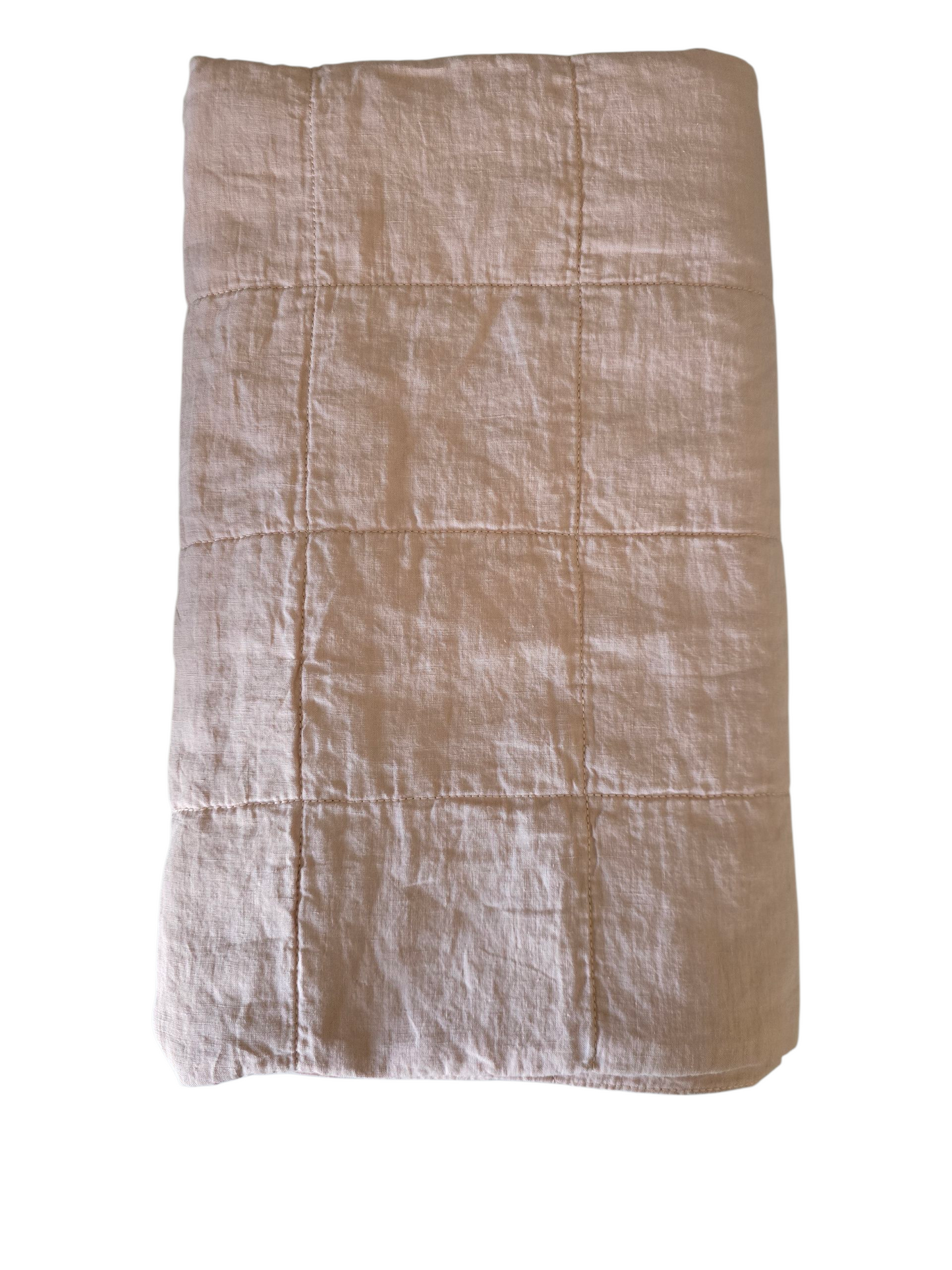 Premium French Linen Bed Throw (Blush)