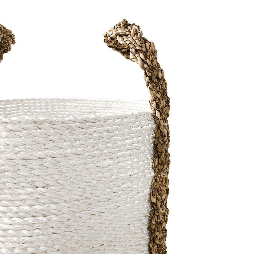 Handwoven Boho White Basket - Ebb and Thread