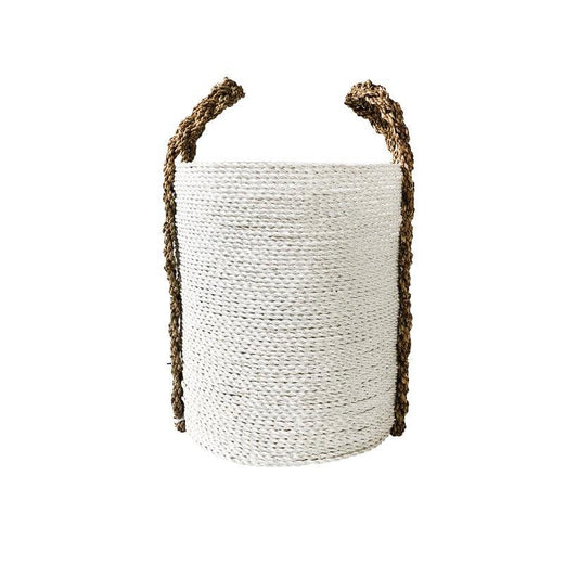 Handwoven Boho White Basket - Ebb and Thread