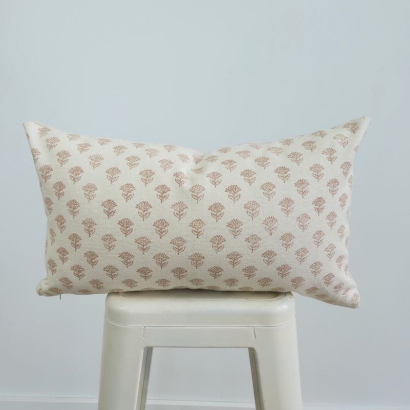 Hand Block Lumber Aster Blush Flower Pillow - Ebb and Thread