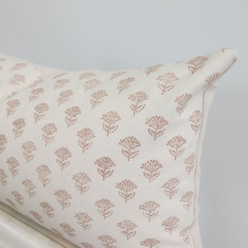 Hand Block Lumber Aster Blush Flower Pillow - Ebb and Thread