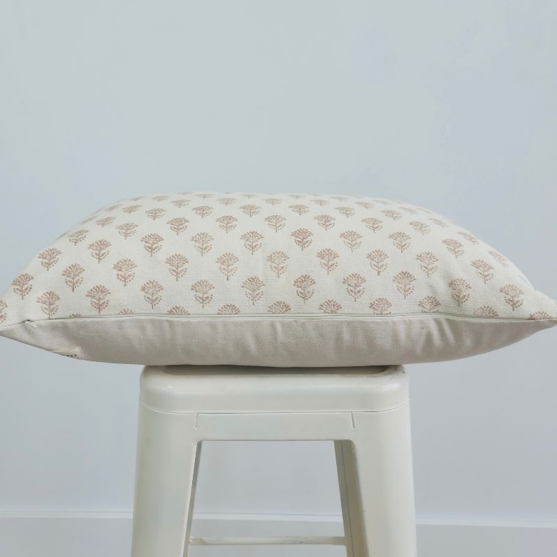 Hand Block Lumber Aster Blush Flower Pillow - Ebb and Thread