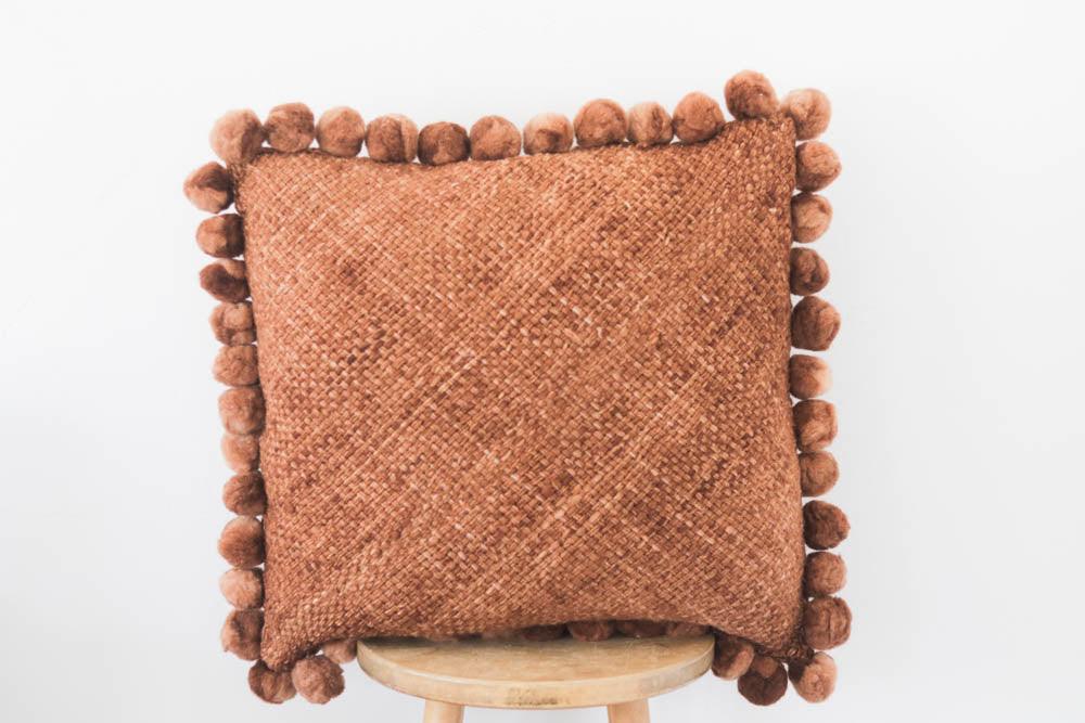 Salta Pom Pom 24" Pillow in Rust - Ebb and Thread