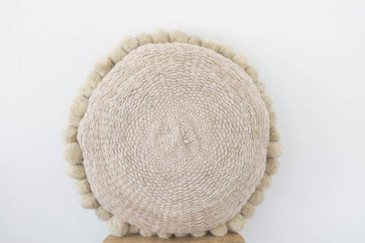 Salta Pom Pom 24" Pillow in Sand - Ebb and Thread