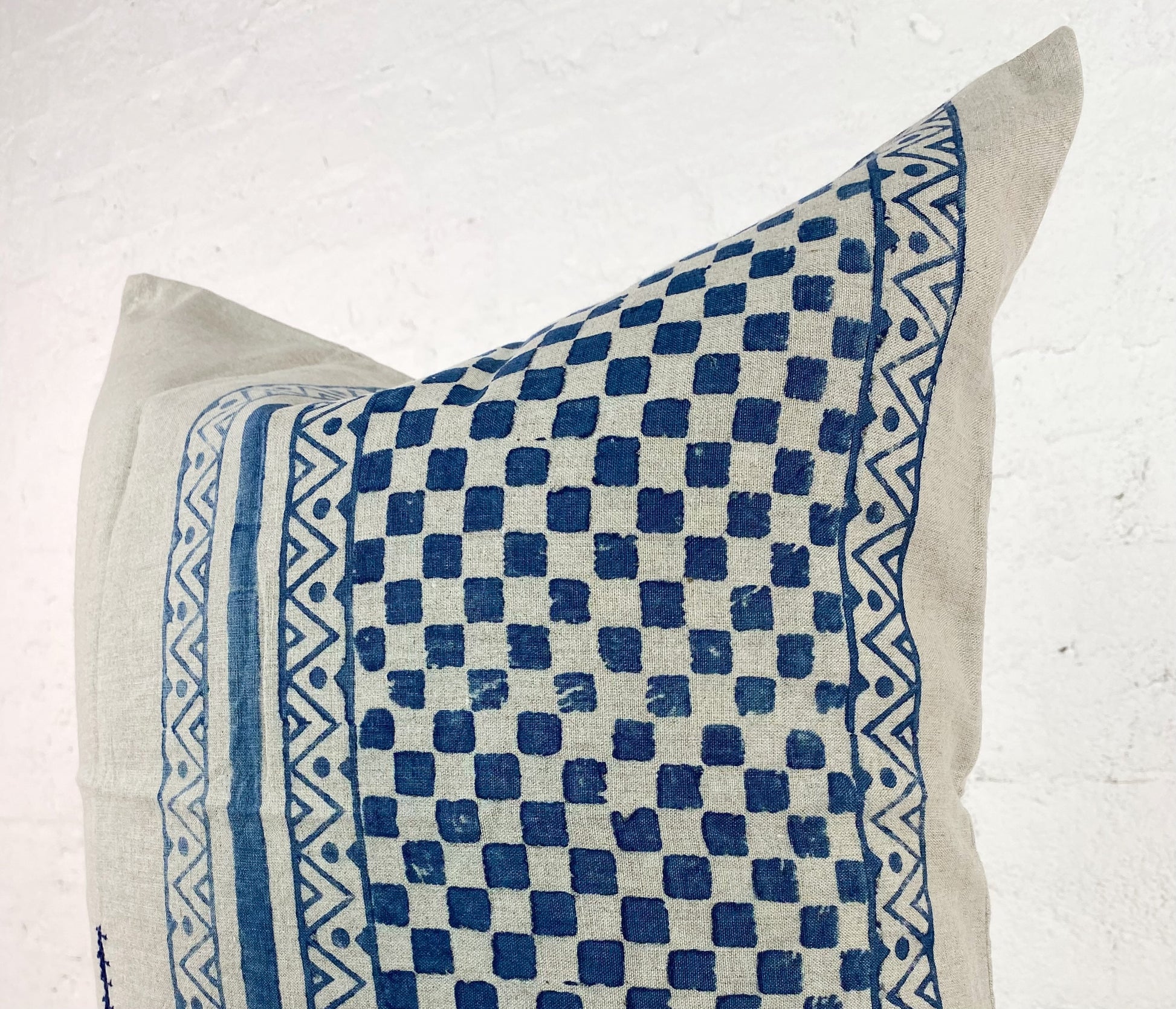 Indigo Neela Checkered Pillow - Ebb and Thread