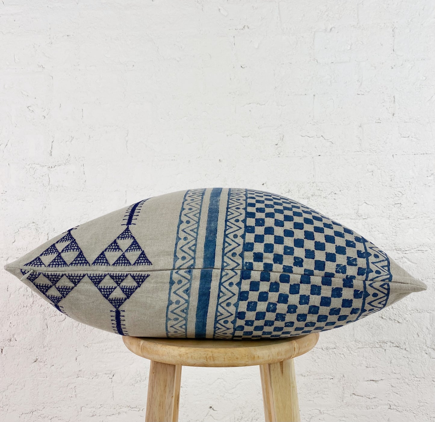 Indigo Neela Checkered Pillow - Ebb and Thread