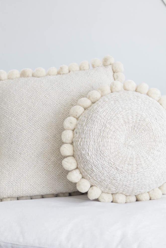 Salta Pom Pom 24" Pillow in Natural - Ebb and Thread