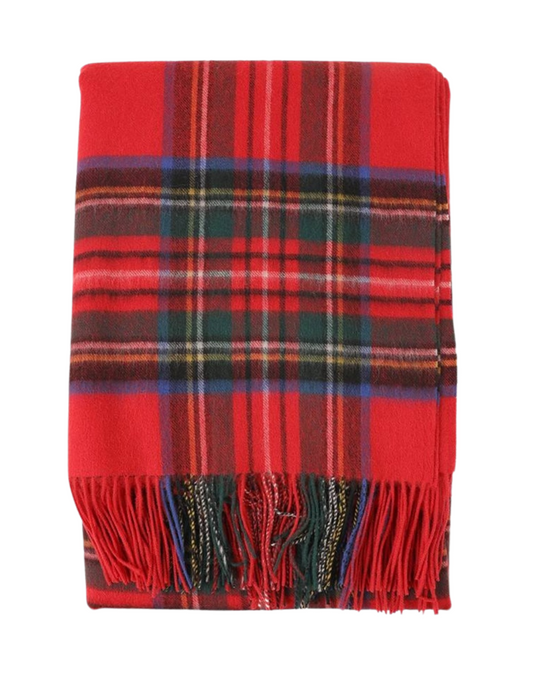 Red Stewart Holiday Throw Blanket(Virgin Lambswool)