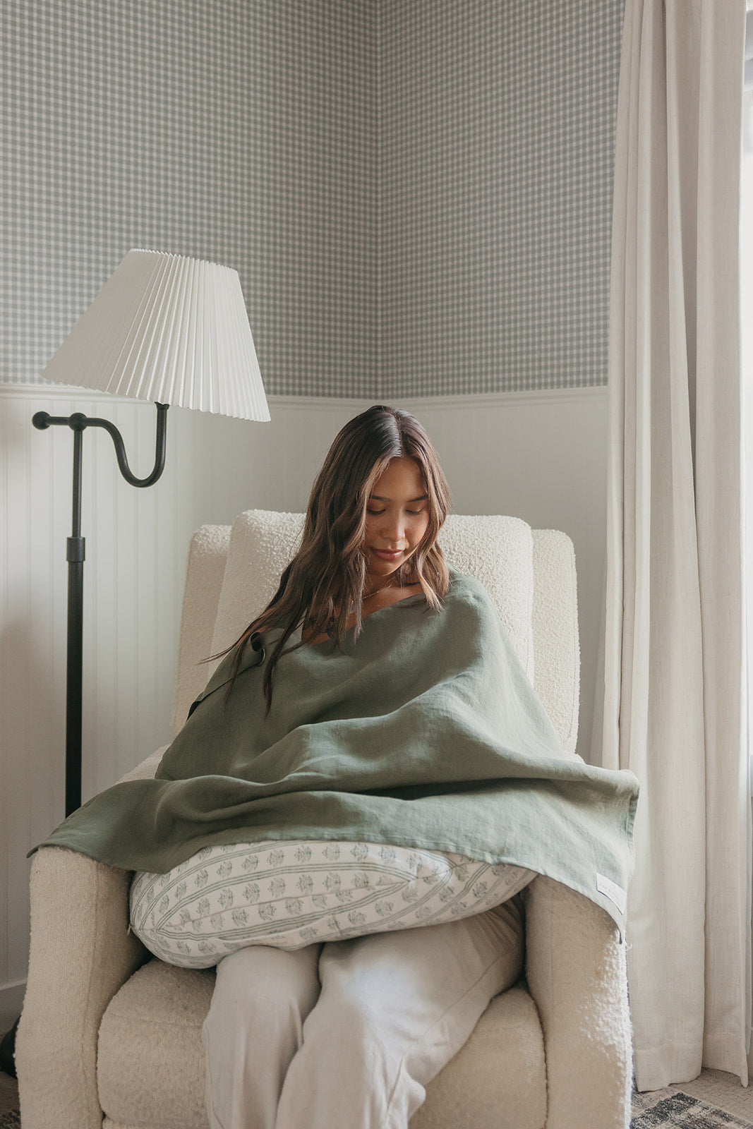 Linen Nursing Cover Luxe in Olive You Green