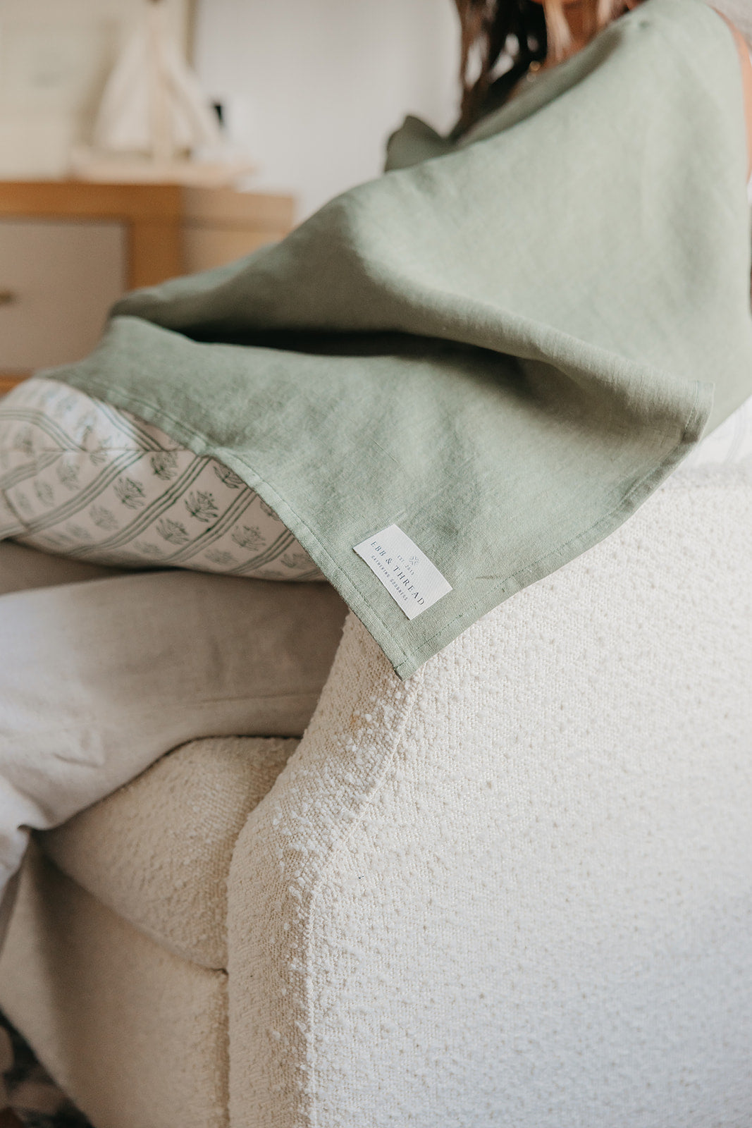 Linen Nursing Cover Luxe in Olive You Green