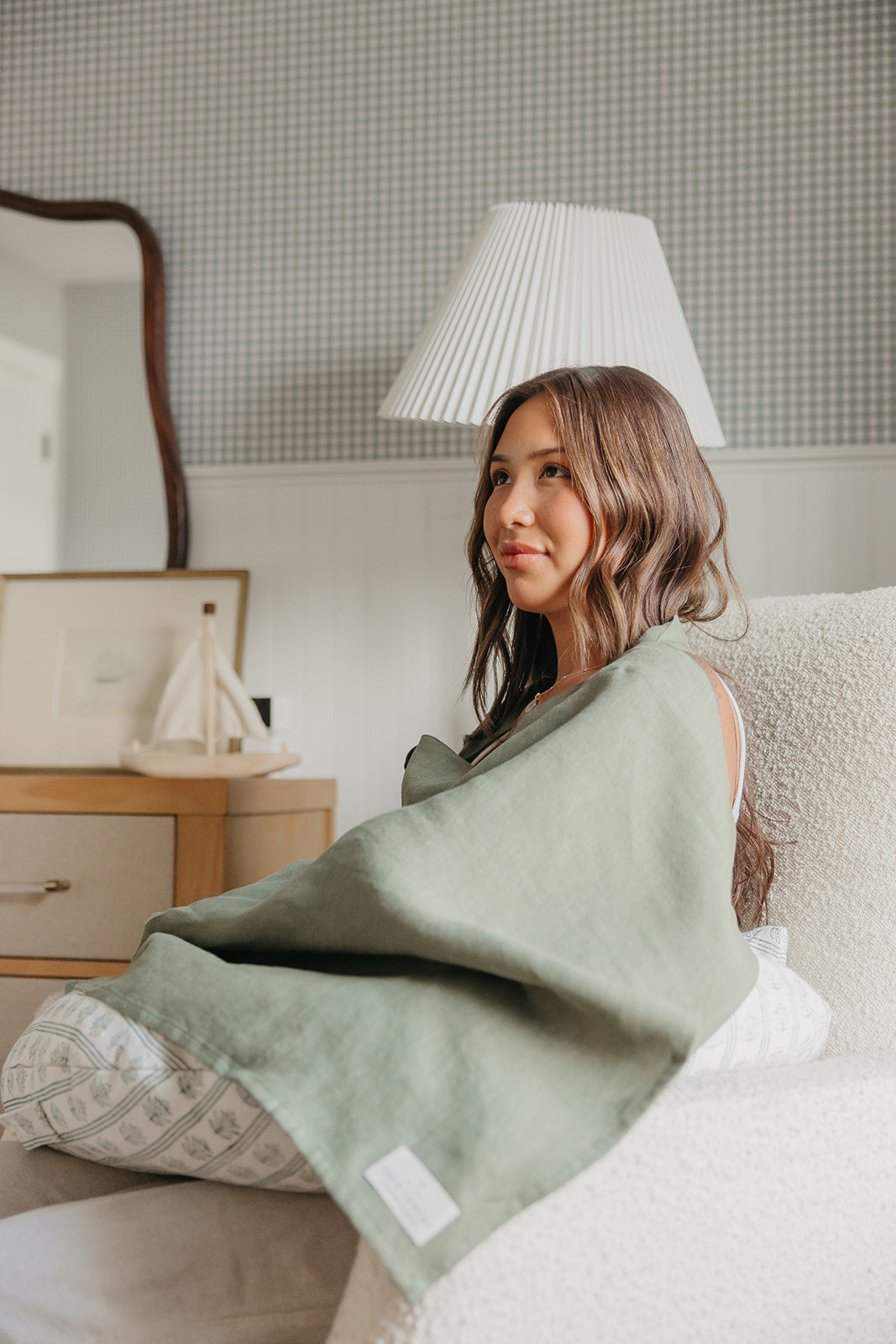 Linen Nursing Cover Luxe in Olive You Green