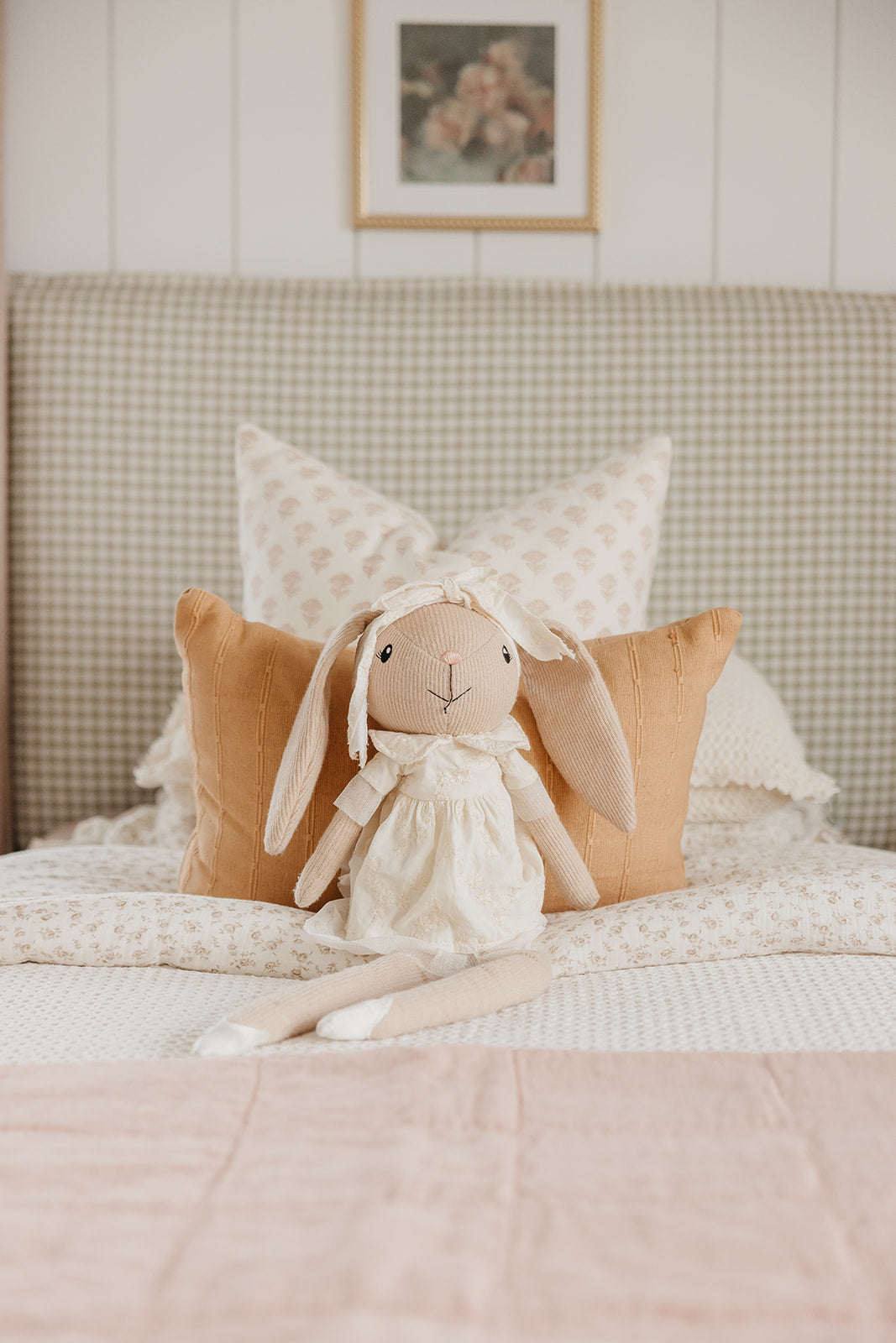 Premium French Linen Bed Throw (Blush)