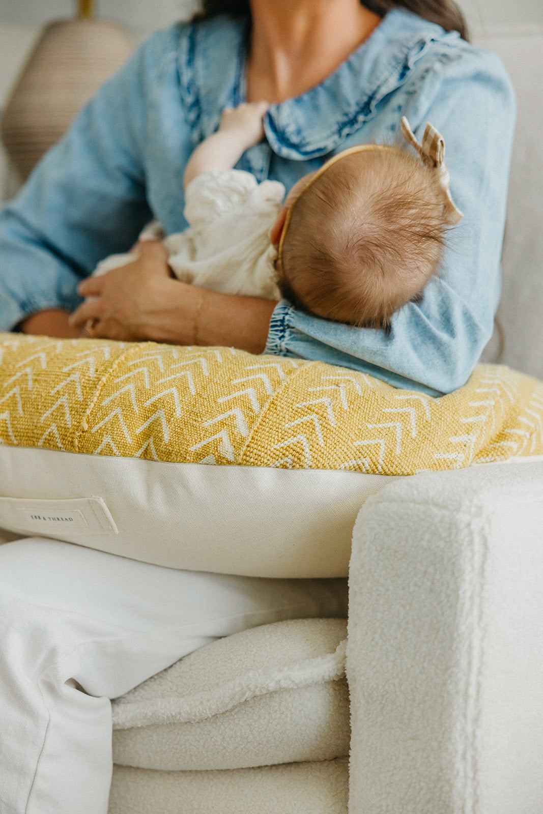 Uppi Nursing Pillow w/ Mustard Arrow Mudcloth