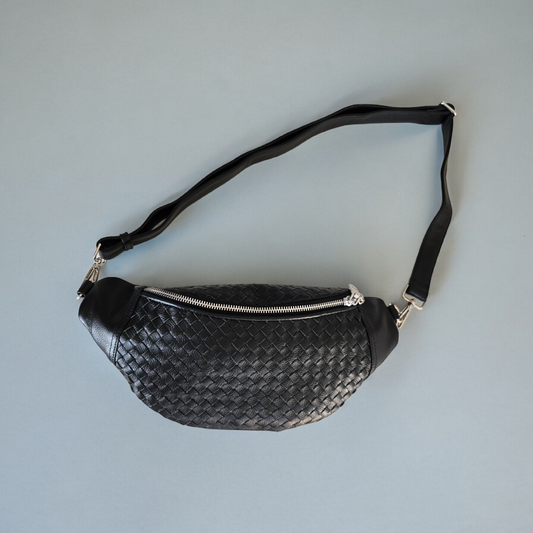 Woven Alexandria Sling Bag in Black