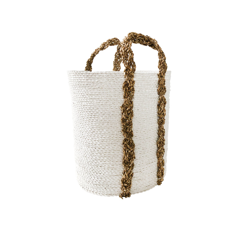 Handwoven Boho White Basket - Ebb and Thread