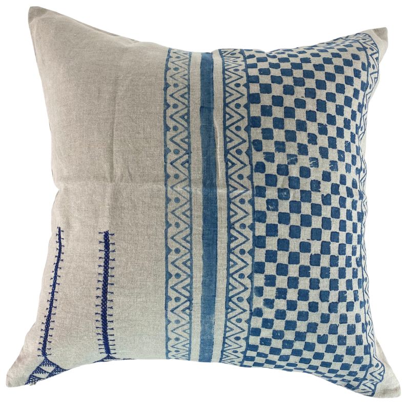 Indigo Neela Checkered Pillow - Ebb and Thread
