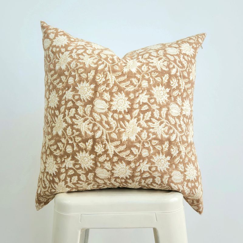 Hand Block Nude Woodland Pillow - Ebb and Thread