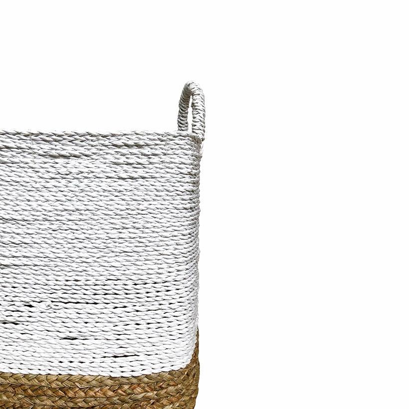 Handwoven White Indonesian Basket - Ebb and Thread