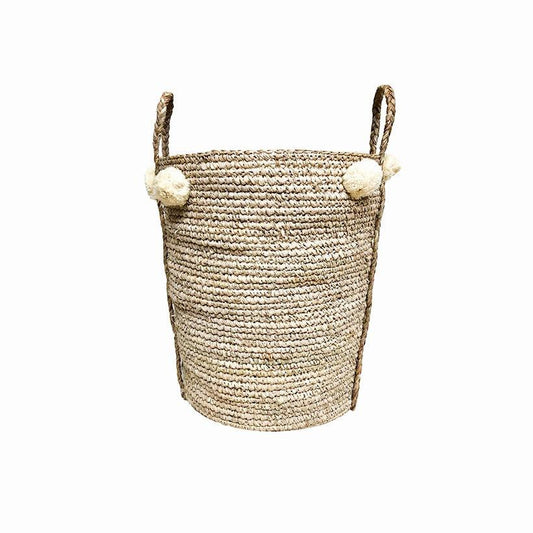 Handwoven Pom Pom Basket - Ebb and Thread