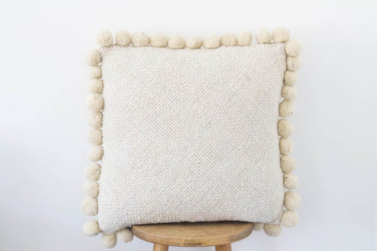 Salta Pom Pom 24" Pillow in Natural - Ebb and Thread