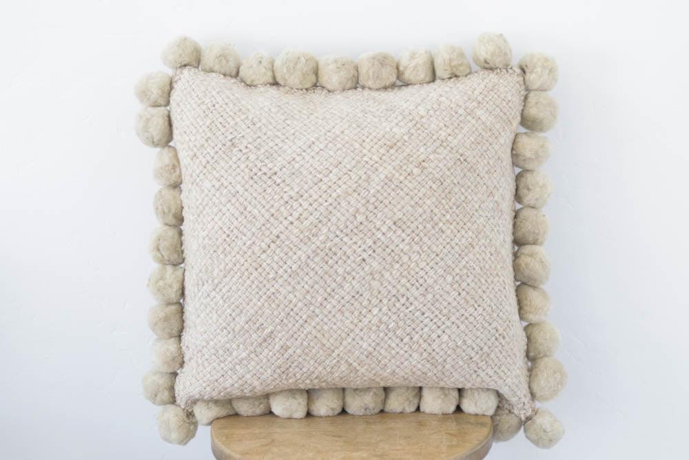 Salta Pom Pom 20" Pillow in Sand - Ebb and Thread