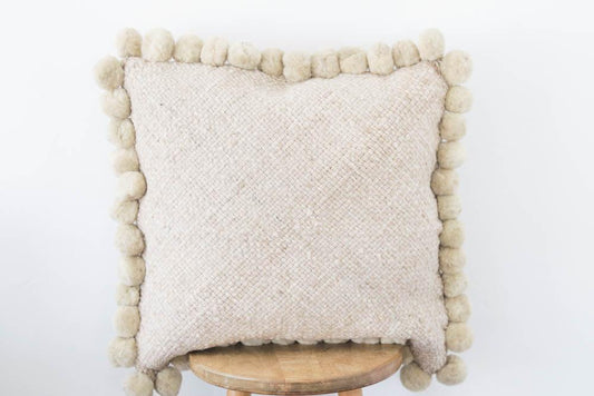 Salta Pom Pom 24" Pillow in Sand - Ebb and Thread